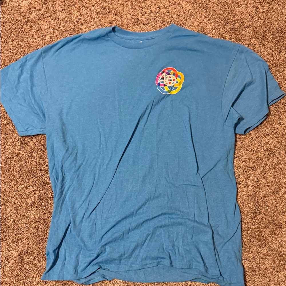 Vibrant Blue EPCOT 40th Anniversary Men's T-Shirt with Colorful Logo